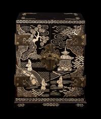 Two Inlaid Black Lacquer Table Chests