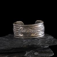 Early Navajo Heavily Stamped Ingot Cuff Bracelet