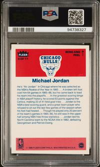 A 1986 Fleer Michael Jordan Rookie Basketball Sticker No. 8 (PSA 5 EX)