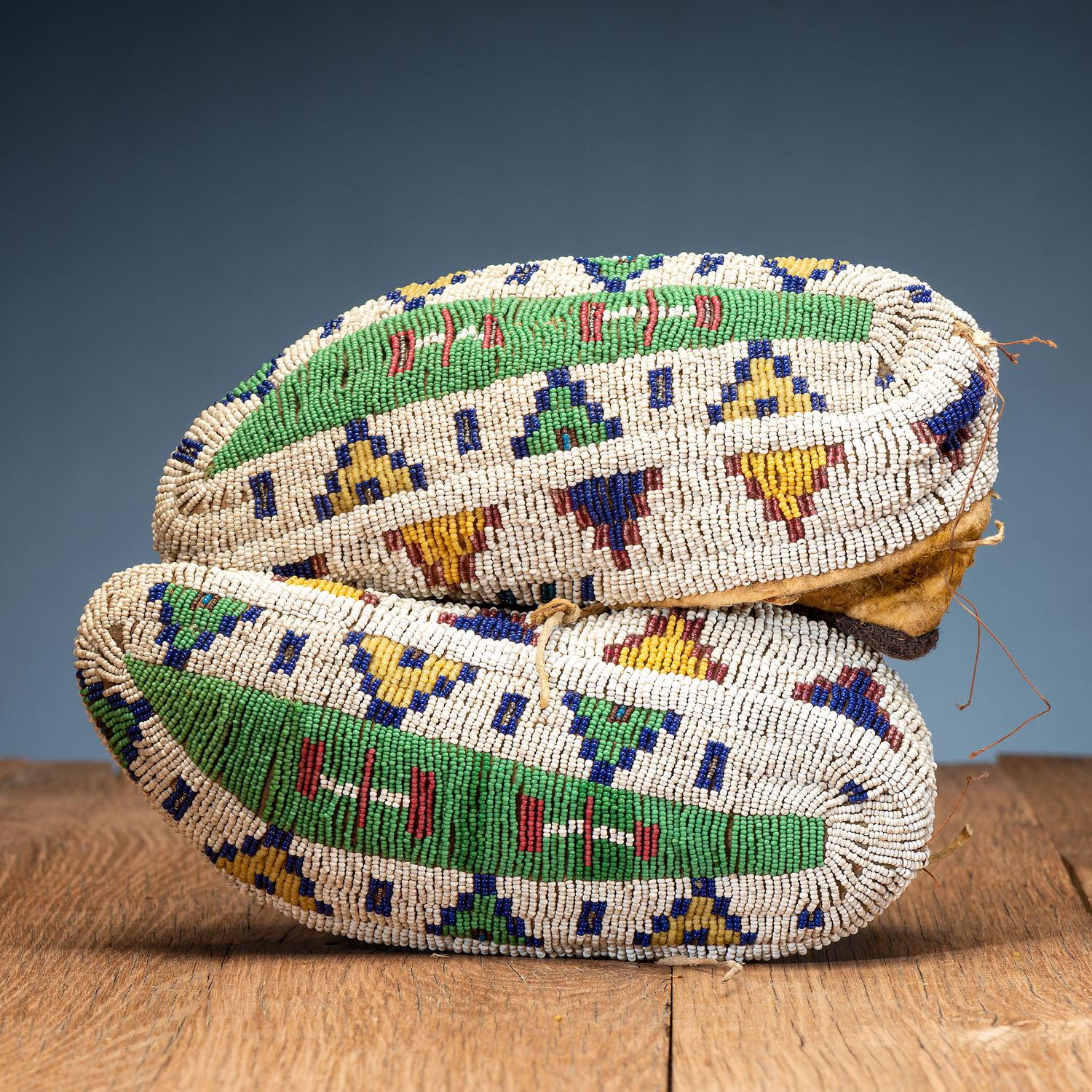 Sioux Fully Beaded Hide Moccasins