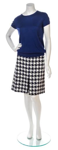 A Chanel Navy, White and Pink Reversible Cotton Tweed Skirt Suit,