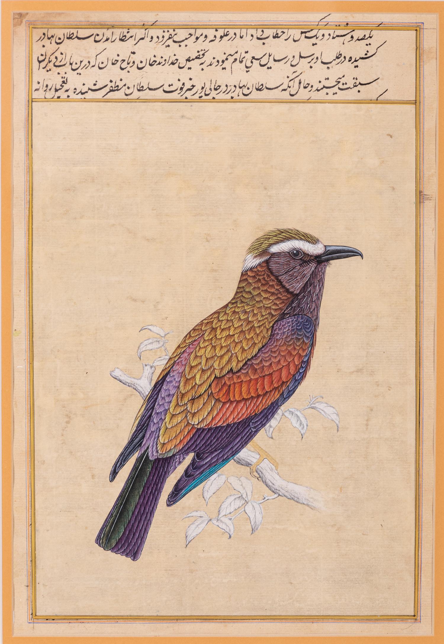 Four Indian and Islamic Miniature Paintings Depicting Birds