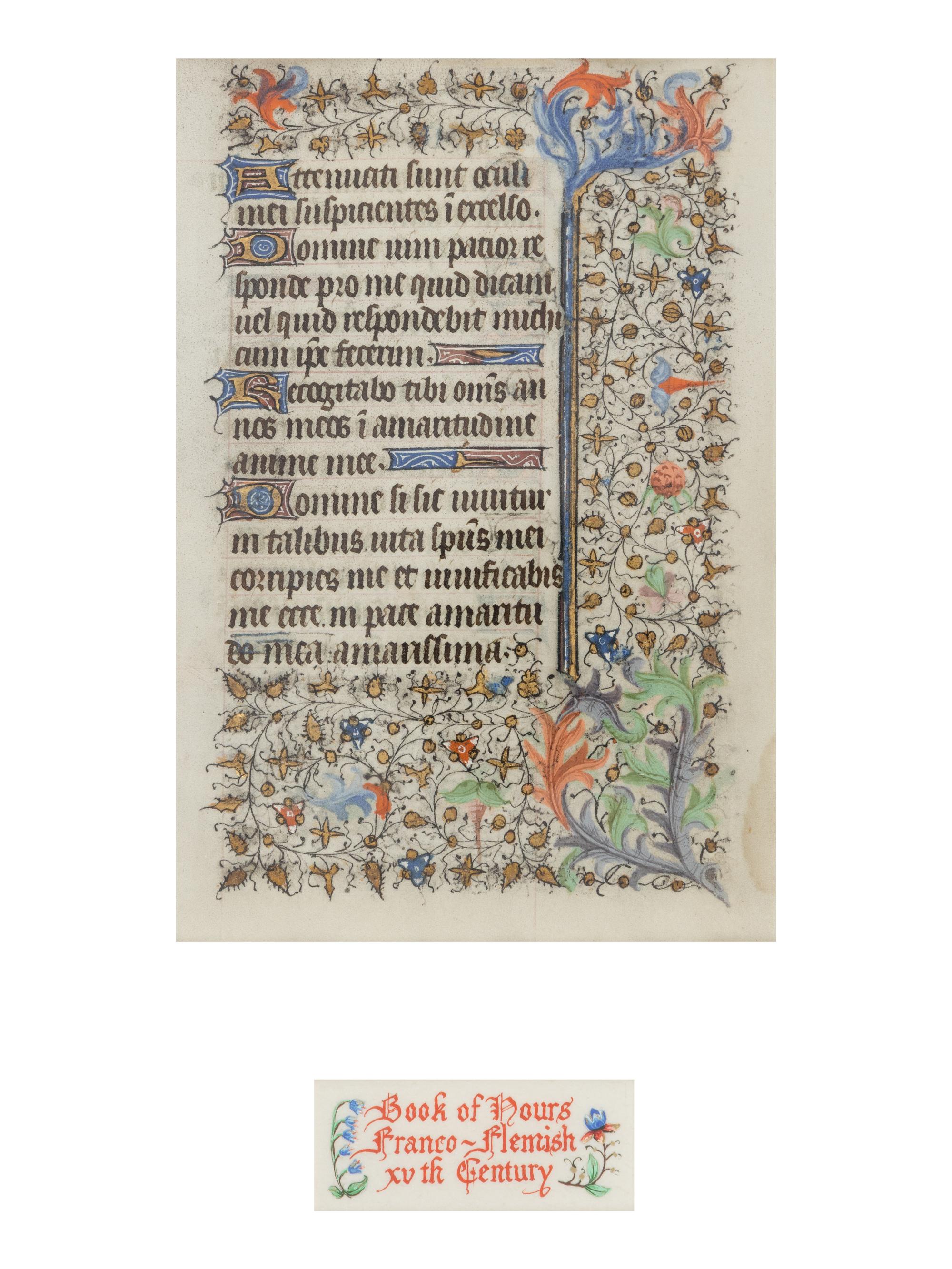 FOLLOWER OF THE MASTER OF WALTERS W. 281 (active Amiens, c. 1425-1450) A leaf from a Book of Hours, in Latin, illuminated manuscript on parchment [France, Amiens, c. 1450]