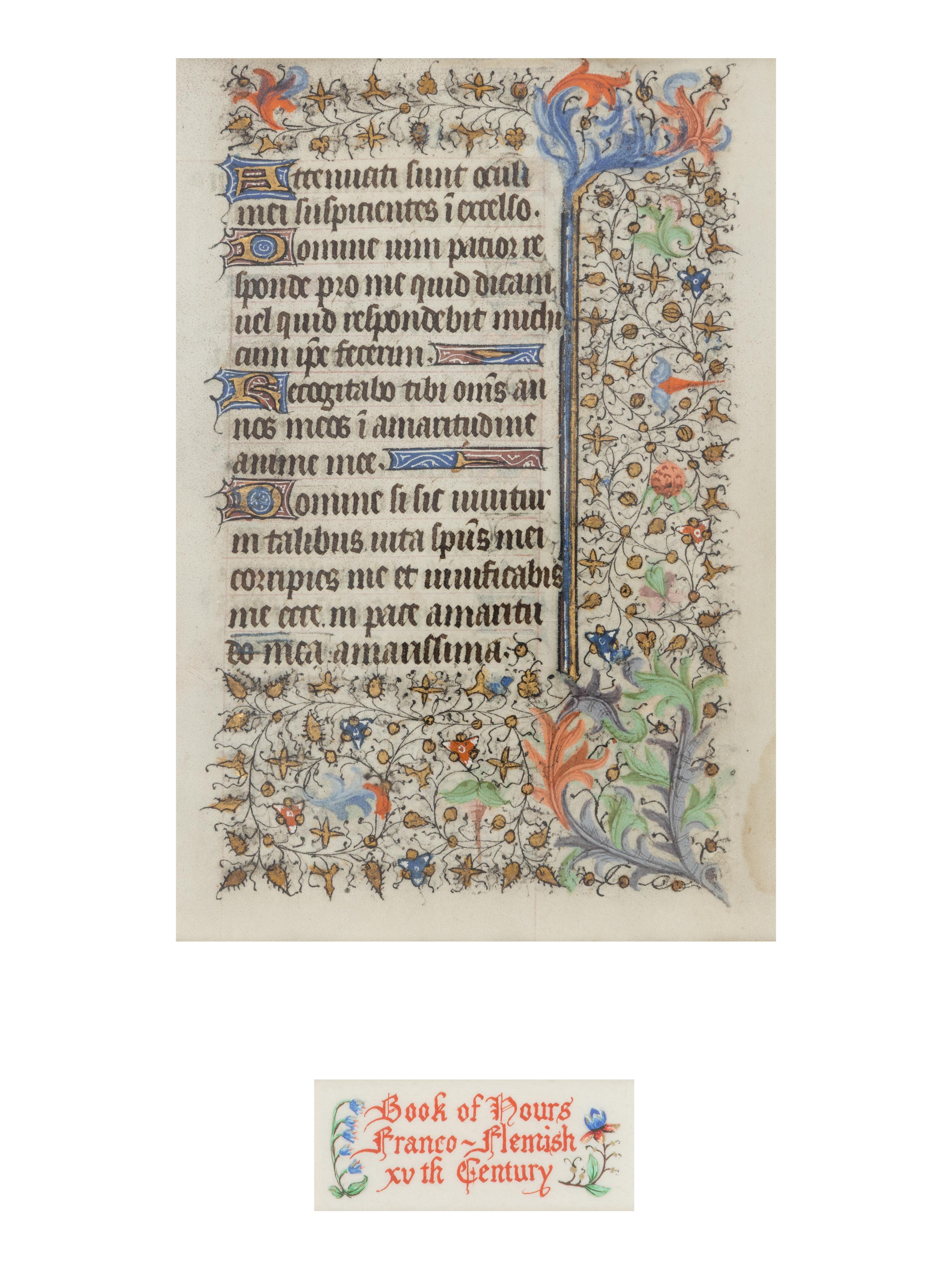 FOLLOWER OF THE MASTER OF WALTERS W. 281 (active Amiens, c. 1425-1450) A leaf from a Book of Hours, in Latin, illuminated manuscript on parchment [France, Amiens, c. 1450]