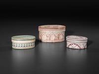 Three Wallpapered Dresser Band Boxes
