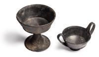 An Etruscan Bucchero Kantharos and Chalice