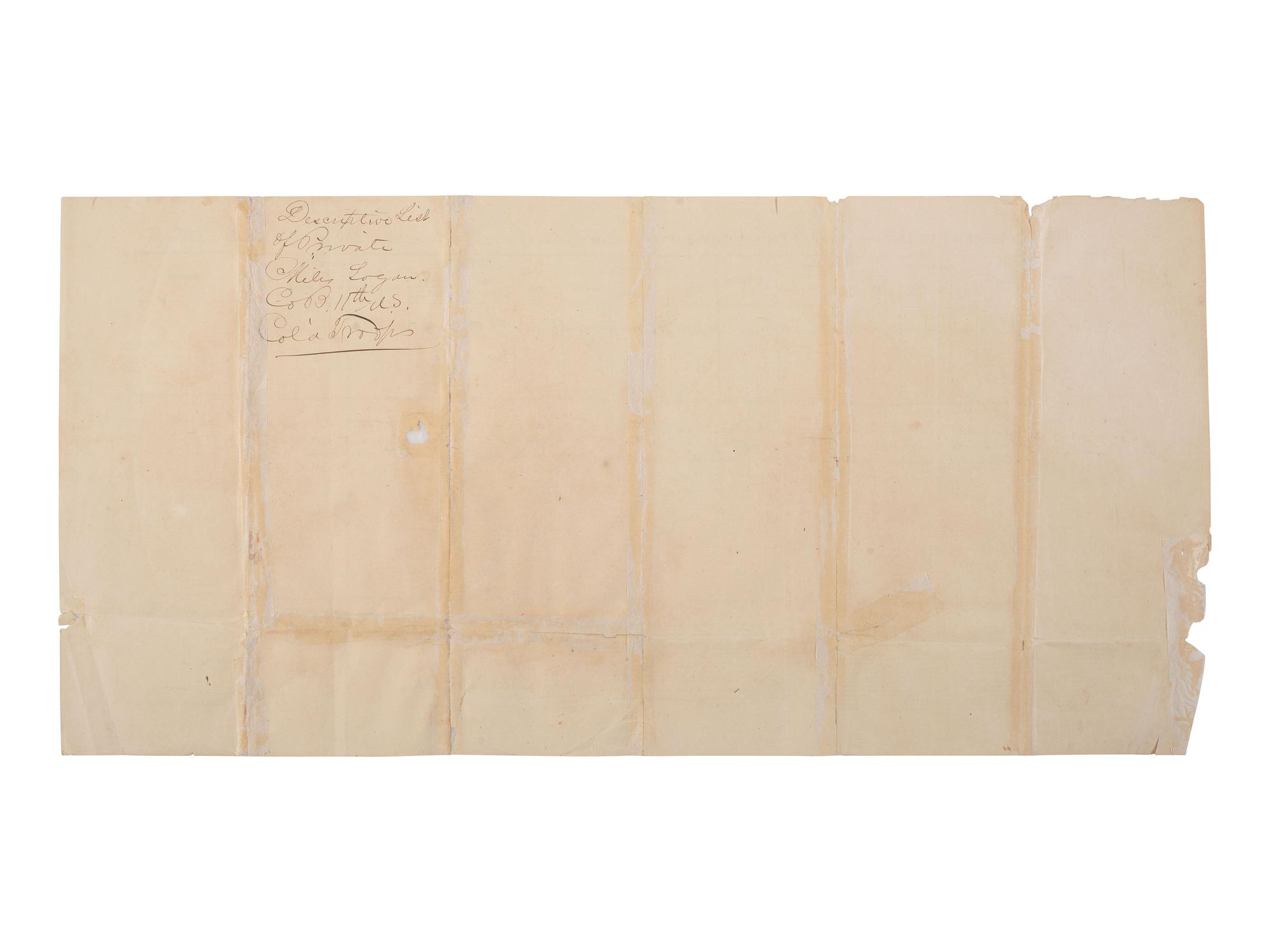 [CIVIL WAR]. Pay Voucher for Private Miles Logan of the 11th Regiment US Colored Troops.
