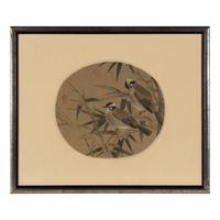 A Group of Chinese Ink on Silk Paintings and Books, 20th Century — 近代 絹本水墨花鳥鏡框兩幅及冊頁書兩種
