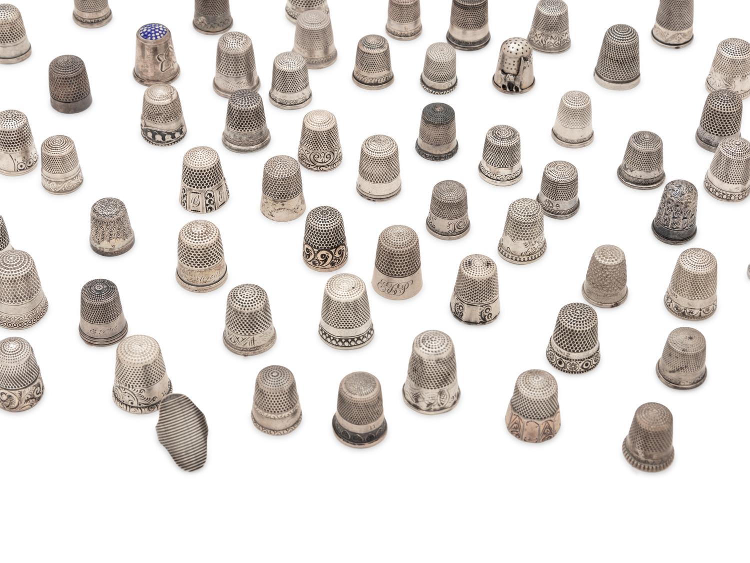A Collection of Silver and Silvered Metal Thimbles