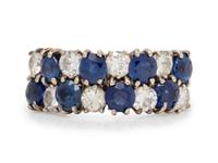 An 18 Karat White Gold, Sapphire and Diamond Ring,