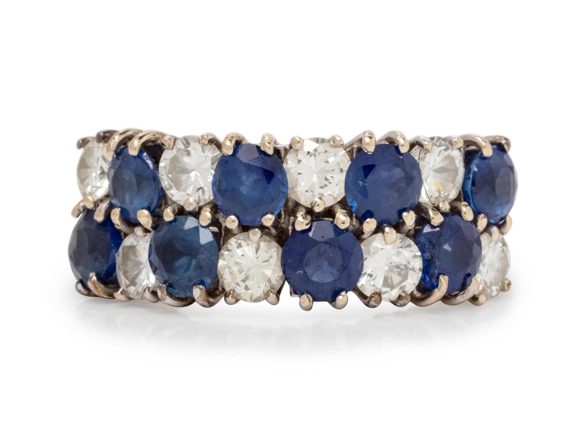 An 18 Karat White Gold, Sapphire and Diamond Ring,