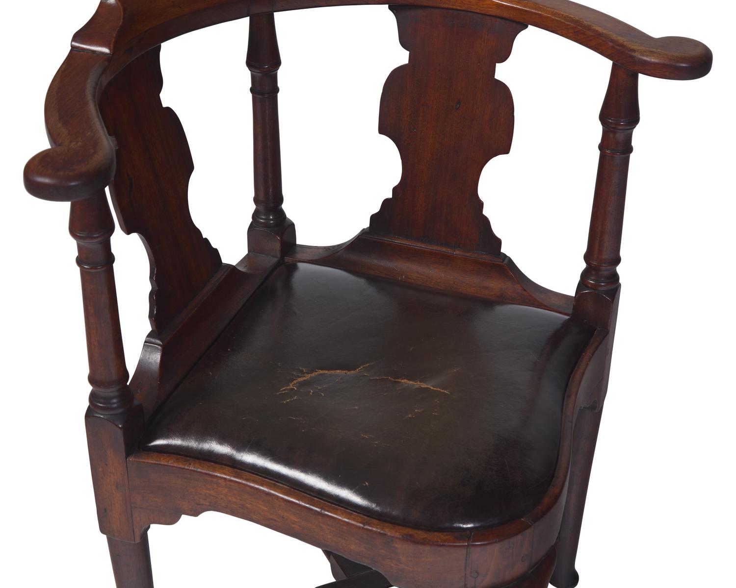 A Queen Anne Carved Walnut Corner Chair