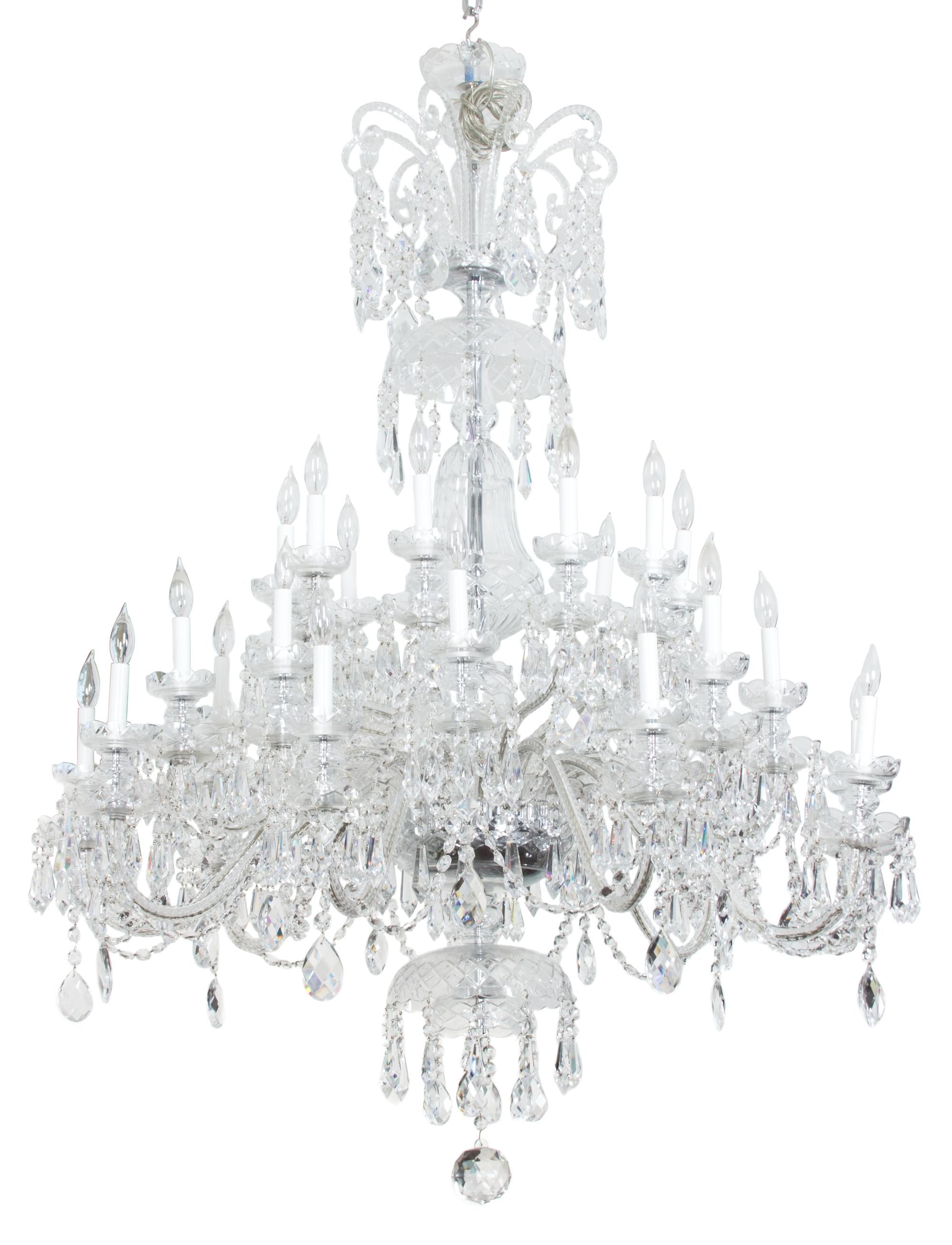 A Cut Glass Twenty-Six Light Chandelier Height 62 x diameter 45 inches. — 20TH CENTURY
