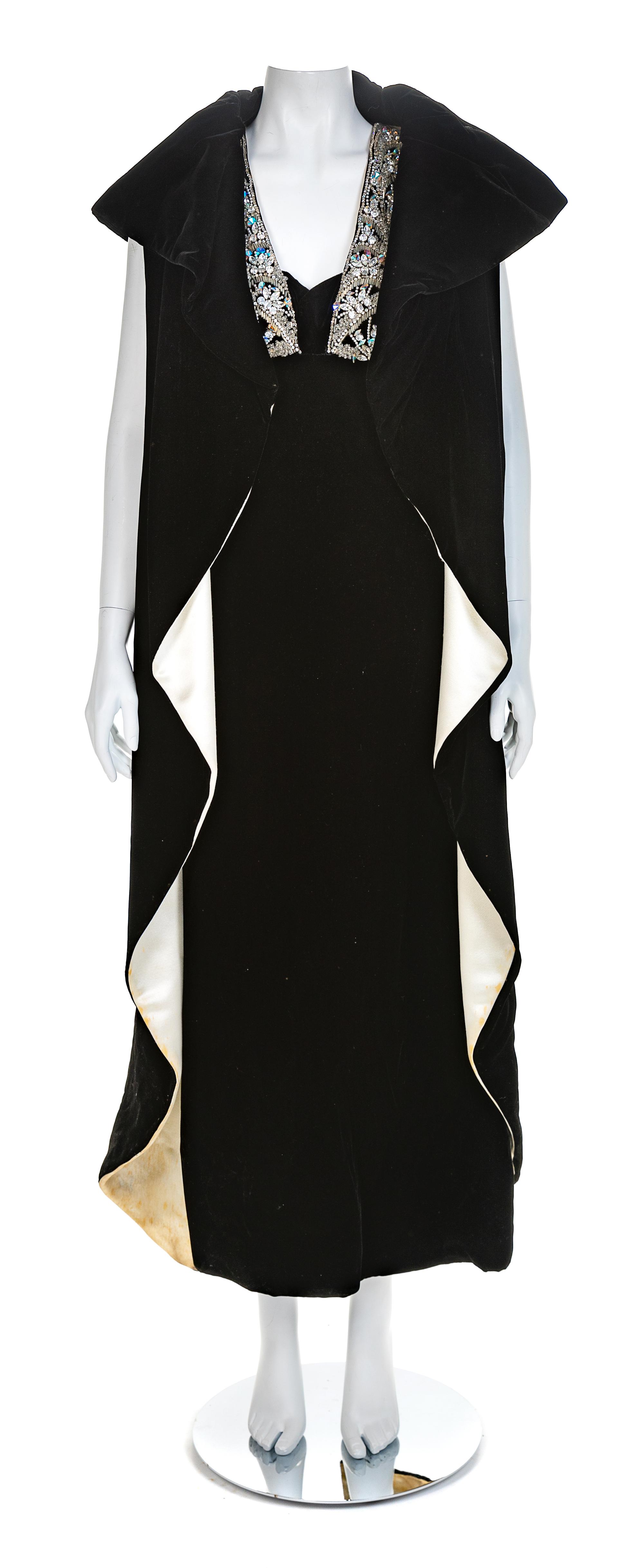 Mr Blackwell Black Velvet Evening Dress, 1950-60s No size label
