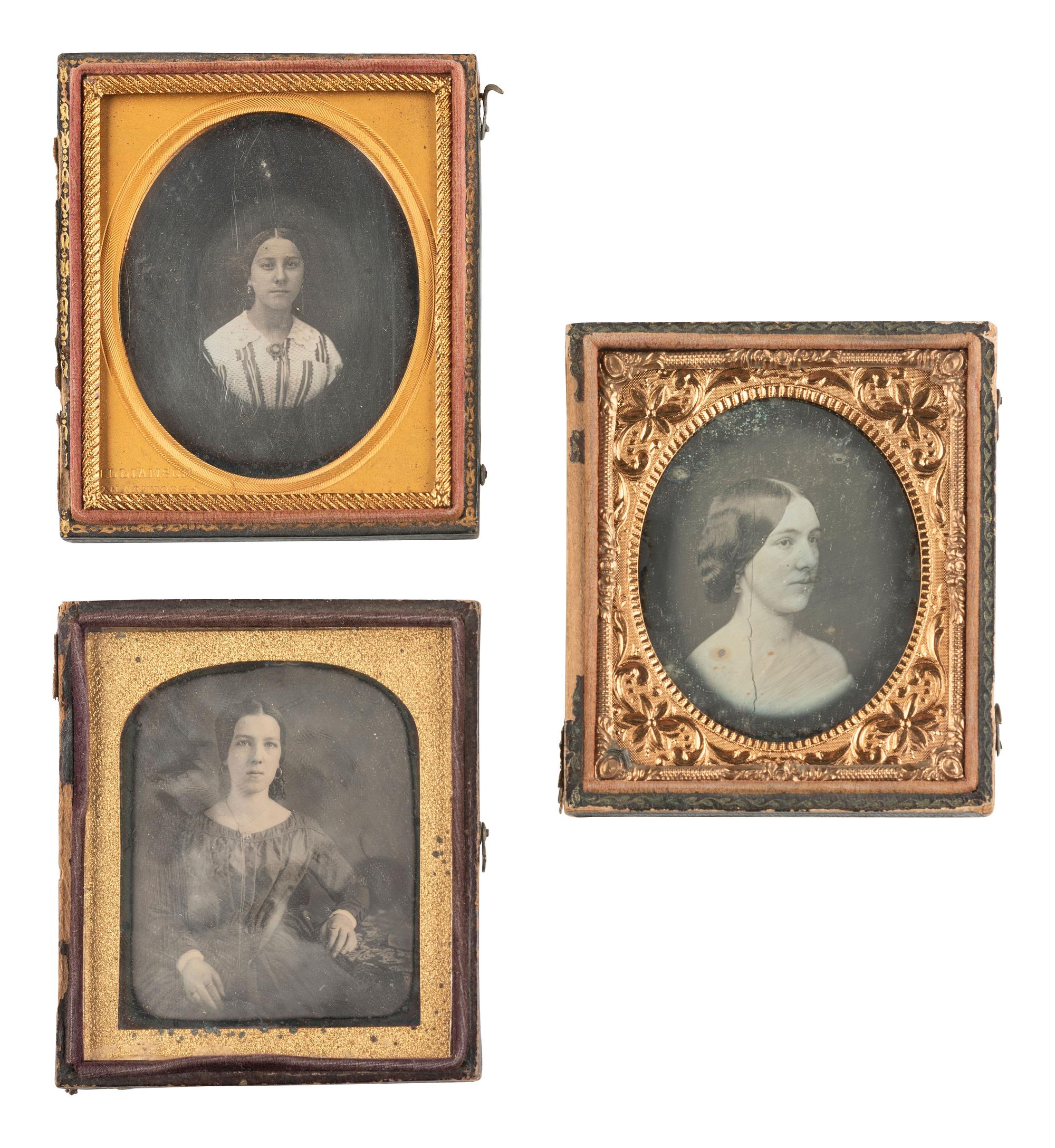 [EARLY PHOTOGRAPHY]. 13 daguerreotypes and one ambrotype of lovely young ladies.