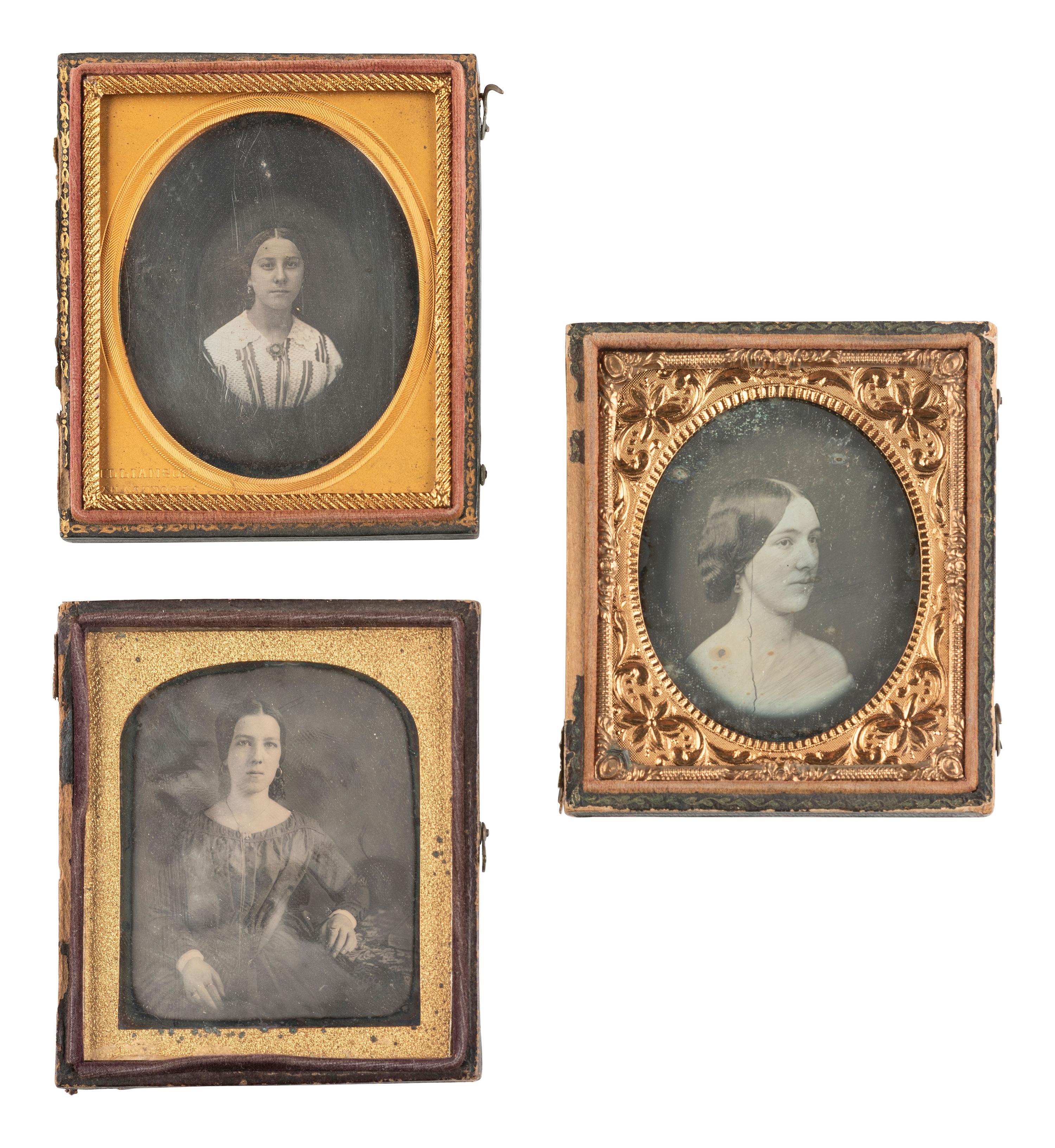 [EARLY PHOTOGRAPHY]. 13 daguerreotypes and one ambrotype of lovely young ladies.