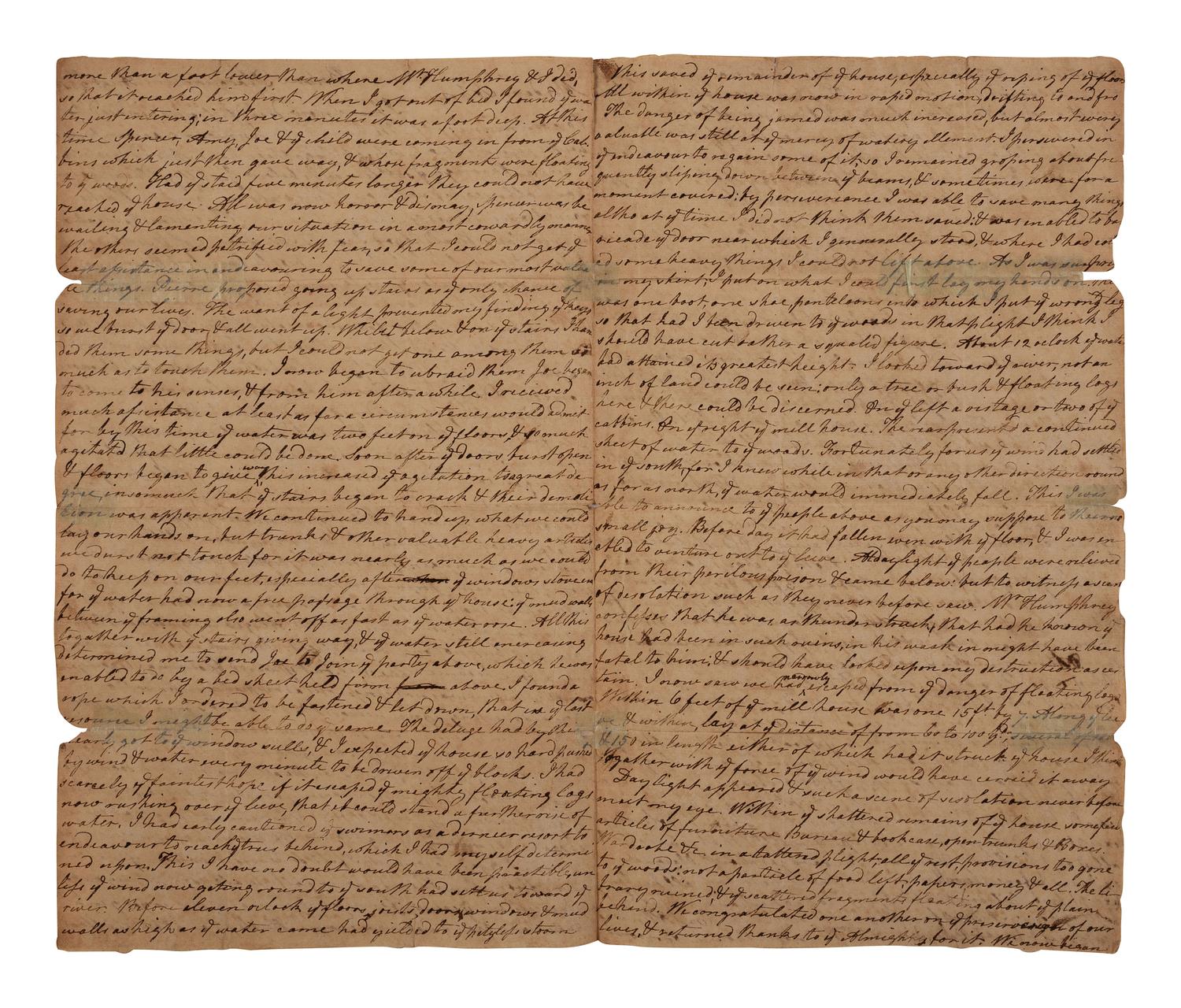 [LOUISIANA]. 2 letters, one from Belvue Plaquemine incl. detailed account of a hurricane. 1812.