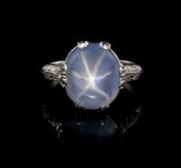 A Platinum, Star Sapphire and Diamond Ring, Ferdinand Hotz, 3.80 dwts.