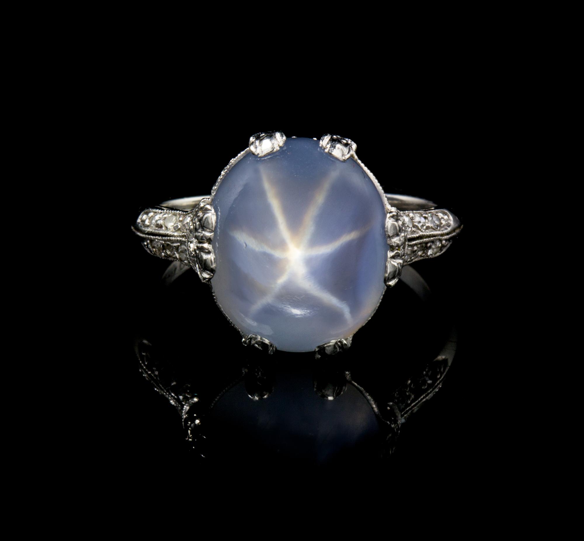 A Platinum, Star Sapphire and Diamond Ring, Ferdinand Hotz, 3.80 dwts.