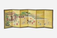 A pair of Japanese small six-fold screens, Edo period 日本六開屏風一對 江戶