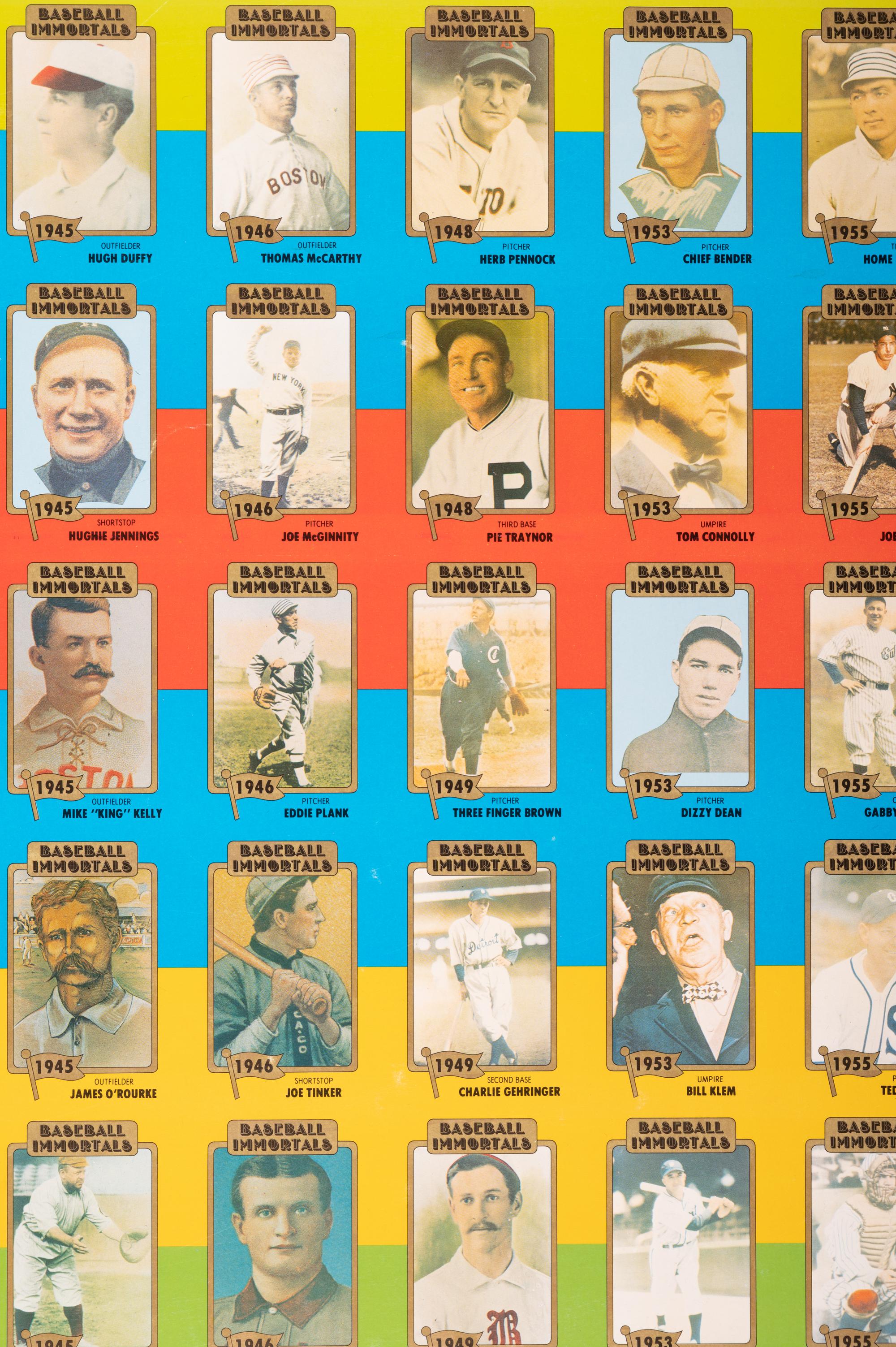 A Group of Five Uncut Sheets of 1980 Baseball Immortals and Home Run Legends Baseball Cards
