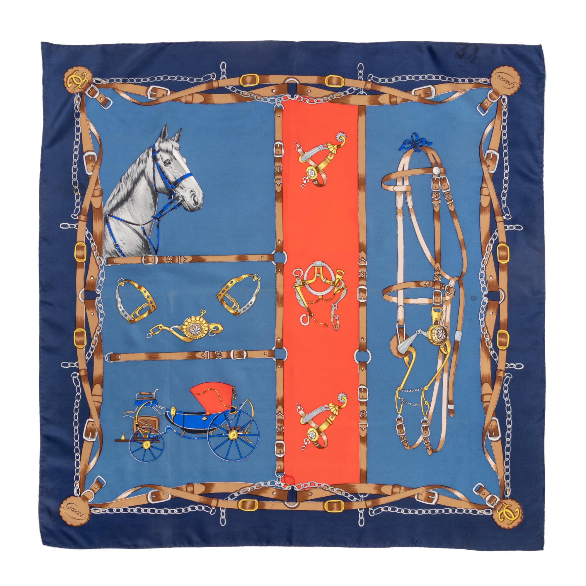 Seven Designer Scarves: Two Gucci, One Jean Paul Gaultier, Two Must de Cartier, One Hermès, One Christian Dior