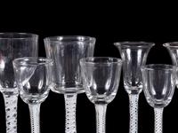 A Set of Ten English Twist Stem Wine Goblets