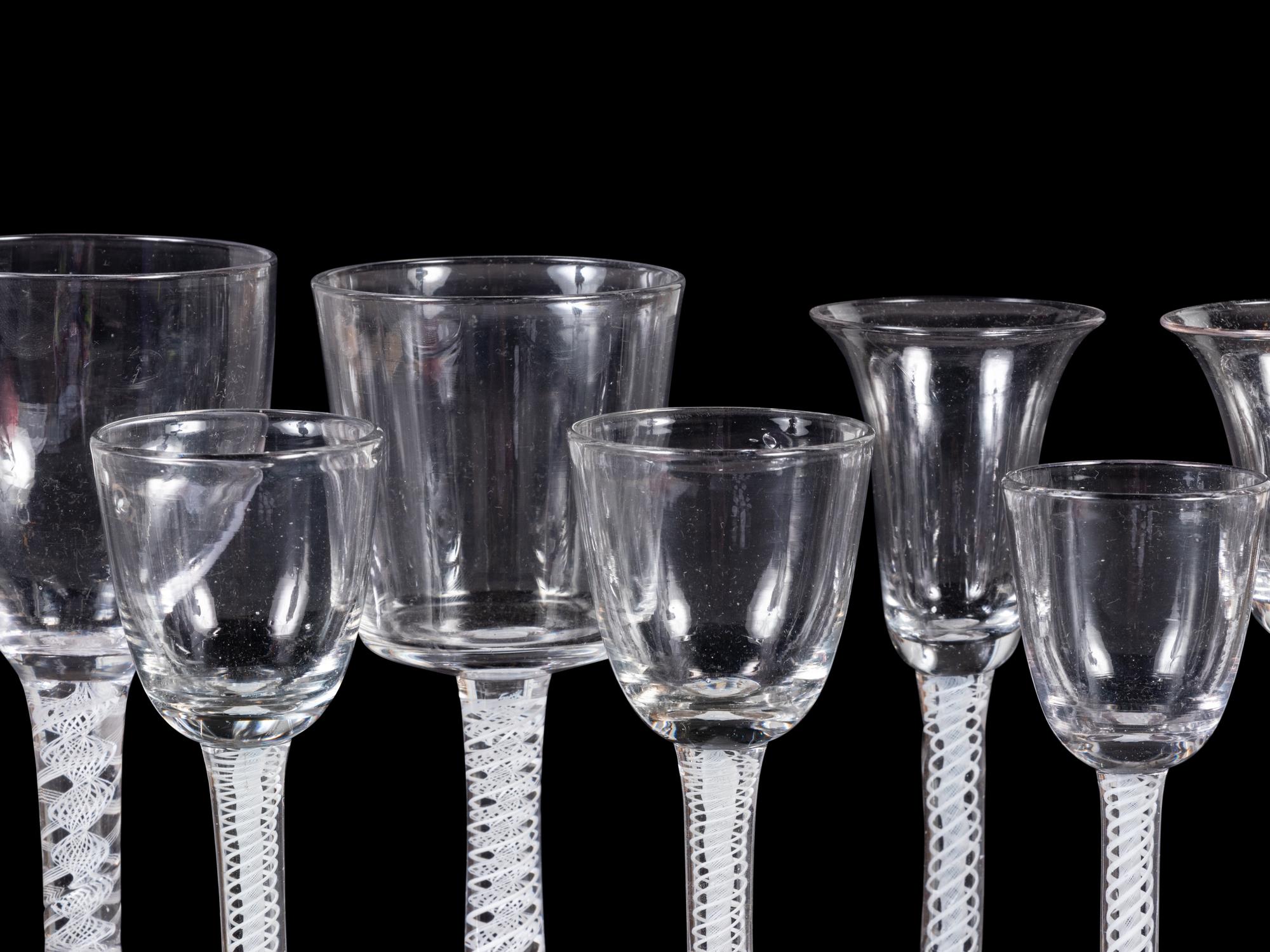A Set of Ten English Twist Stem Wine Goblets