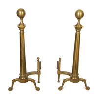 A Pair of Colonial Style Brass Andirons