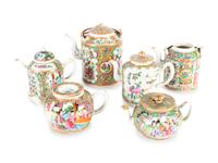 A Collection of Six Chinese Famille Rose Diminutive Teapots — 19TH/20TH CENTURY