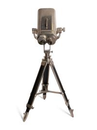 A WWII Style Stainless Steel Naval/Celestial Binoculars on Tripod