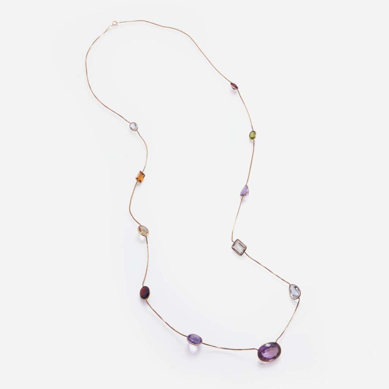 A 14K Yellow Gold and Gemstone Necklace
