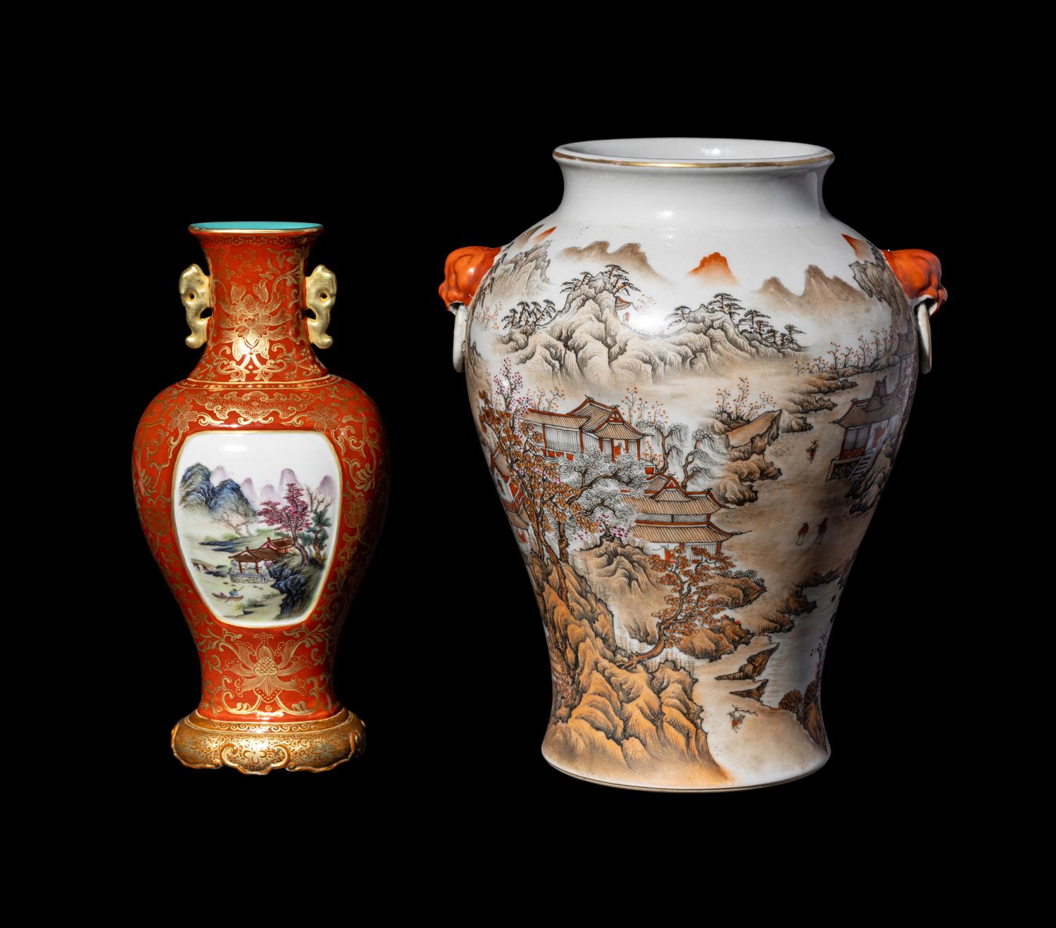 Two Chinese Porcelain 'Landscape' Vases