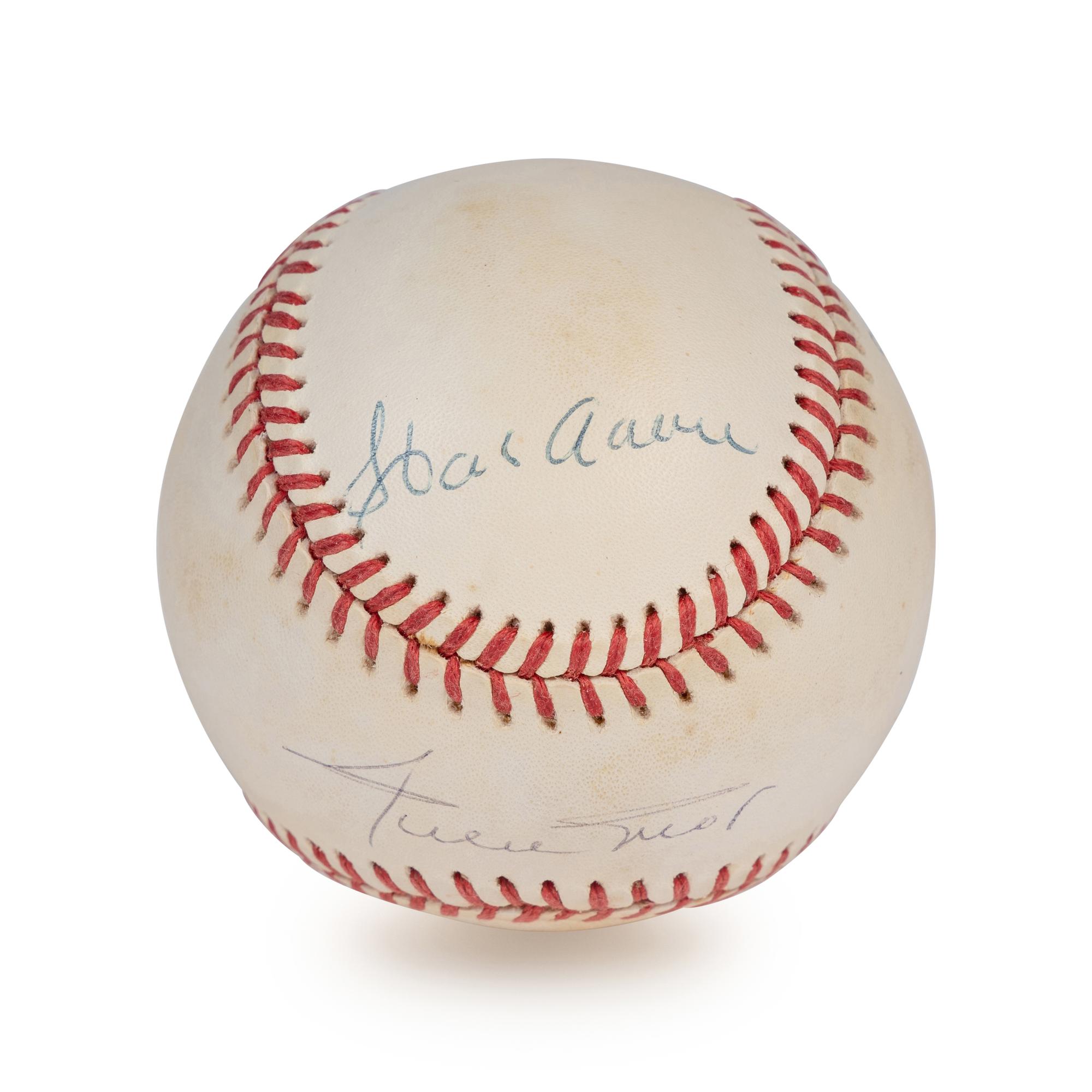 A Willie Mays and Hank Aaron Dual Signed Autograph Baseball (Beckett Authentication Services Letter),