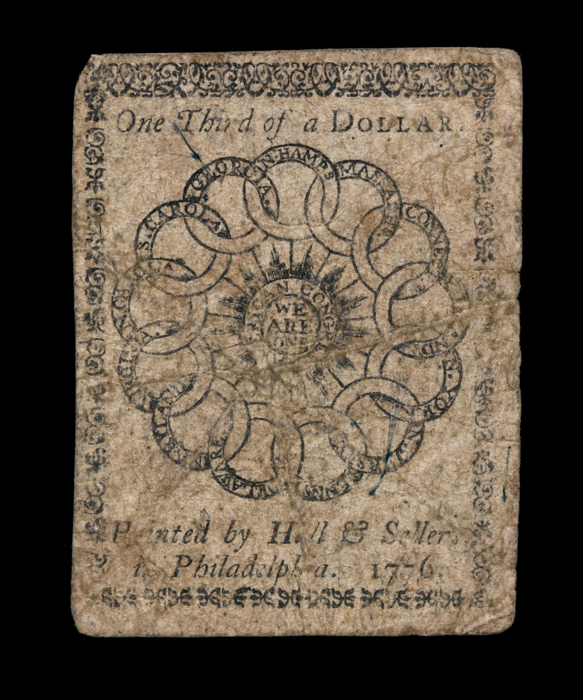 An American Continental Congress 2/17/1776 One-Third of a Dollar Note