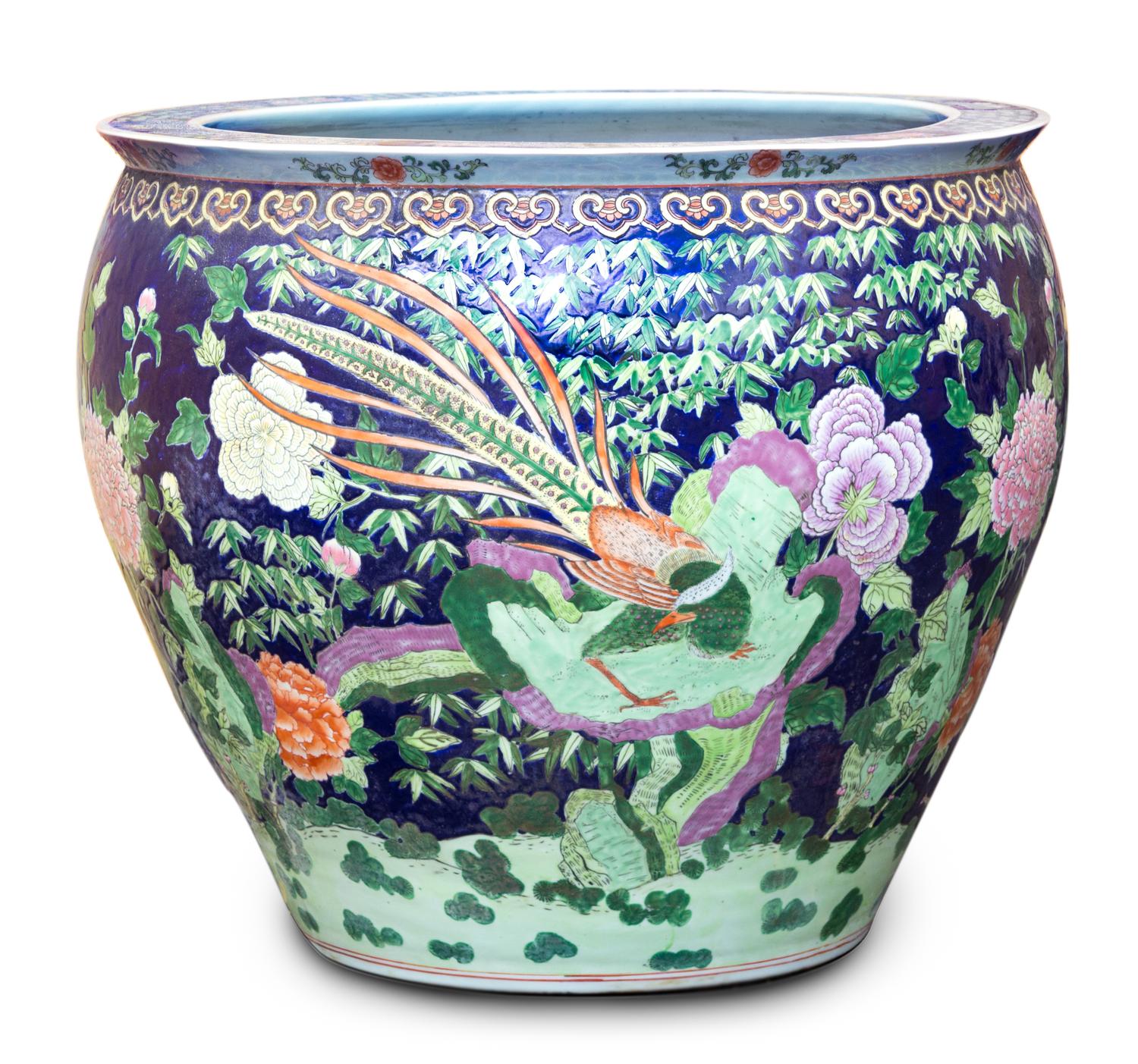 A Chinese Export Fish Bowl Height 20 x diameter 24 inches.