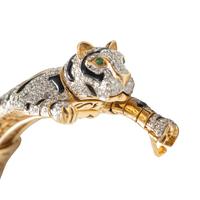 DIAMOND AND ENAMEL TIGER CONVERTIBLE BRACELET/BROOCH