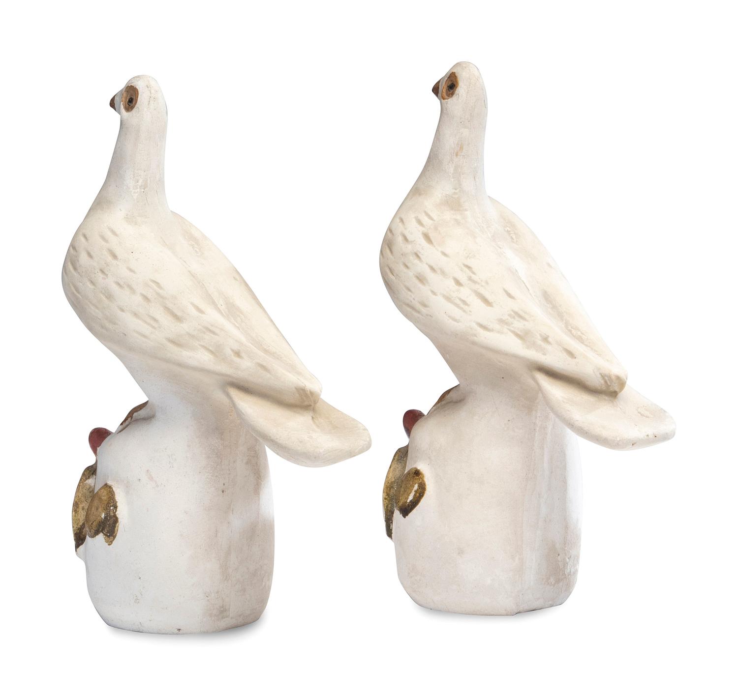 A Pair of American Chalkware Doves