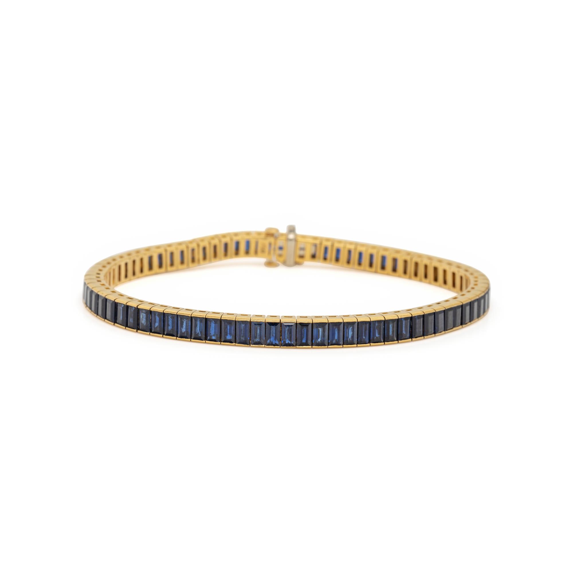 YELLOW GOLD AND SYNTHETIC SAPPHIRE BRACELET