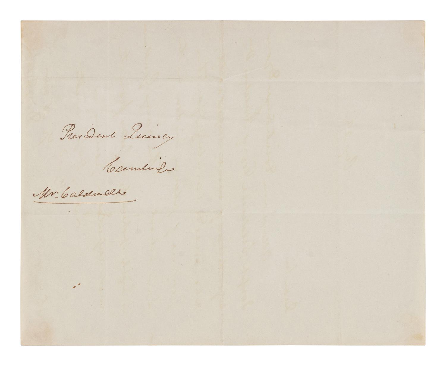 WEBSTER, Daniel (1782-1852). Autograph letter signed ("Daniel Webster") to Josiah Quincy, as President of Harvard. N.p., 23 April n.d.