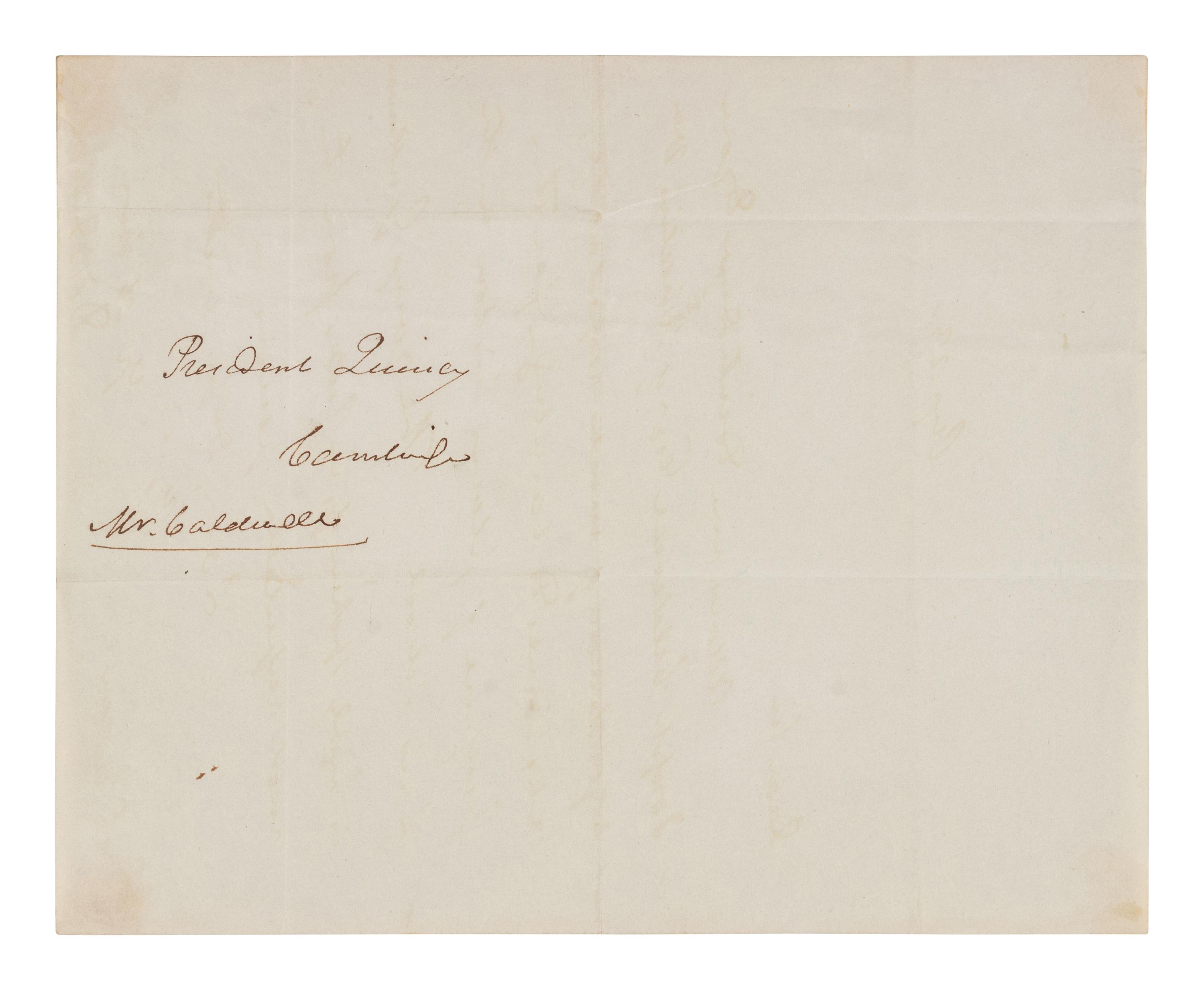WEBSTER, Daniel (1782-1852). Autograph letter signed ("Daniel Webster") to Josiah Quincy, as President of Harvard. N.p., 23 April n.d.