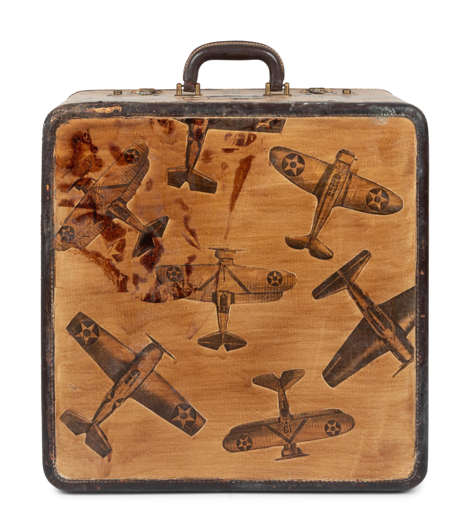 A Vintage Airplane Decorated Travel Case