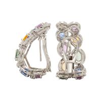 MULTICOLOR SAPPHIRE AND DIAMOND EARCLIPS