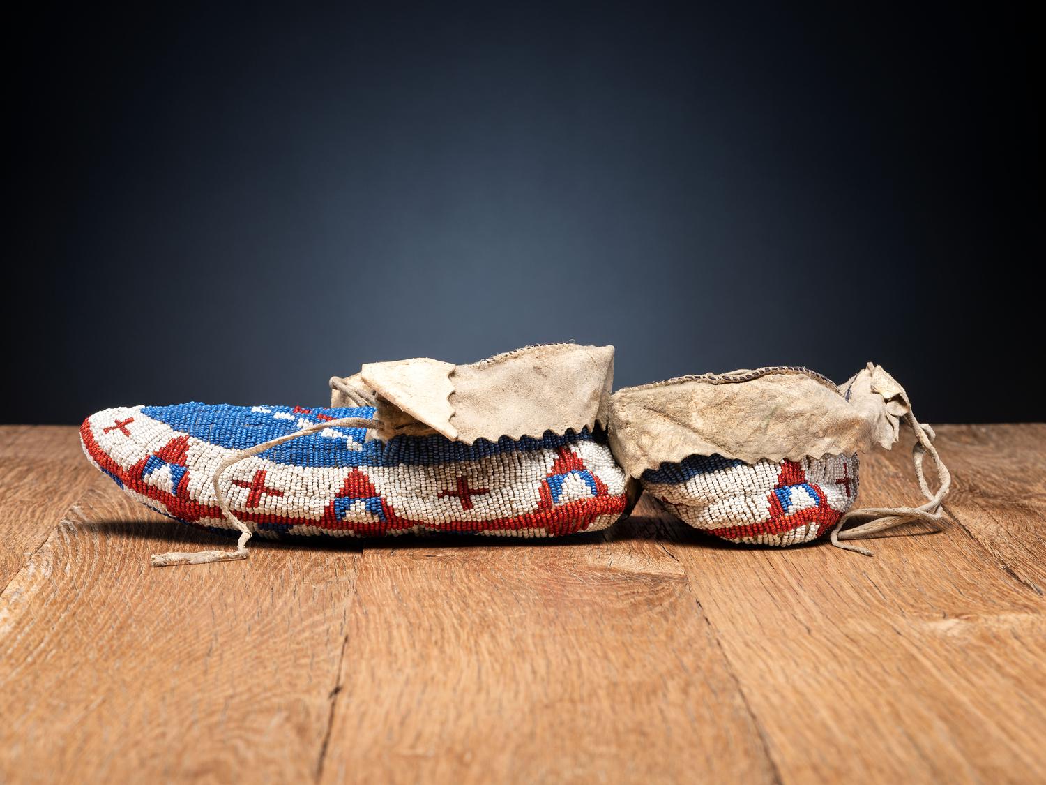 Sioux Fully Beaded Hide Moccasins