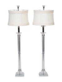 A Pair of Lucite and Chrome Based Table Lamps — 20TH CENTURY