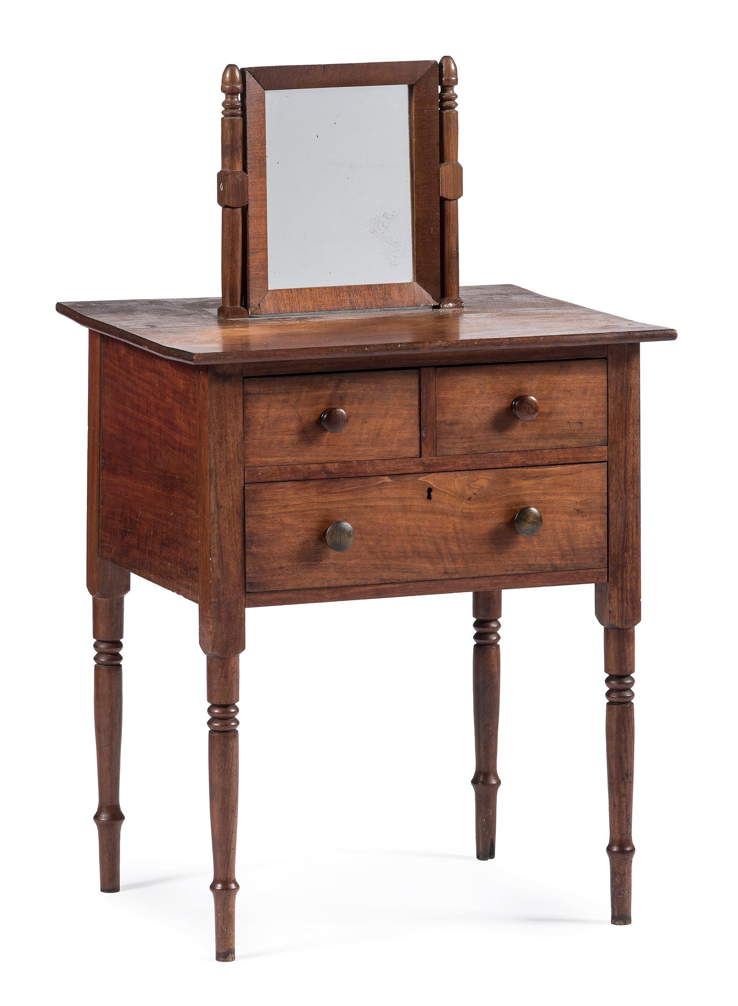 A Southern Three Drawer Walnut Shaving Stand