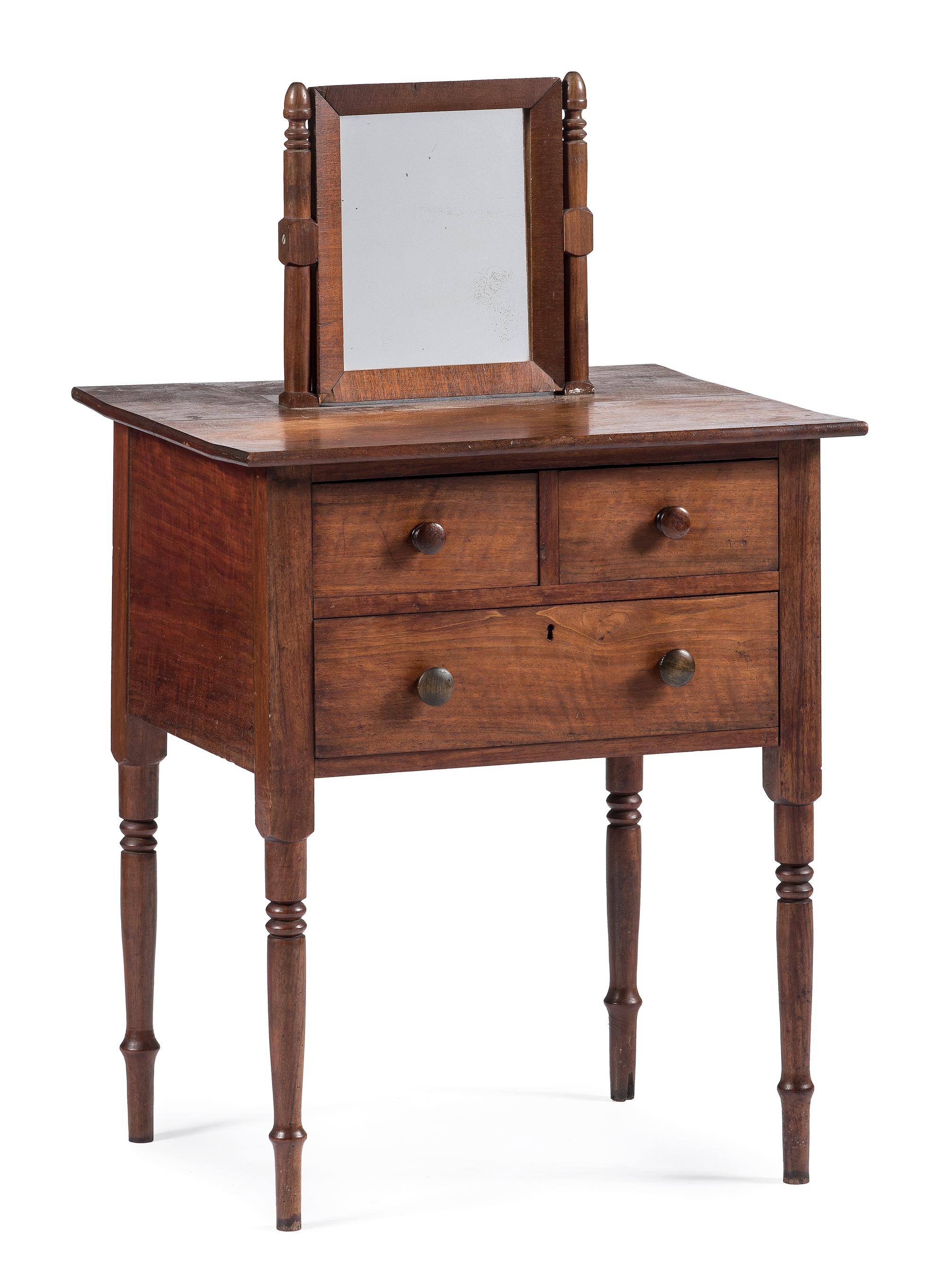 A Southern Three Drawer Walnut Shaving Stand