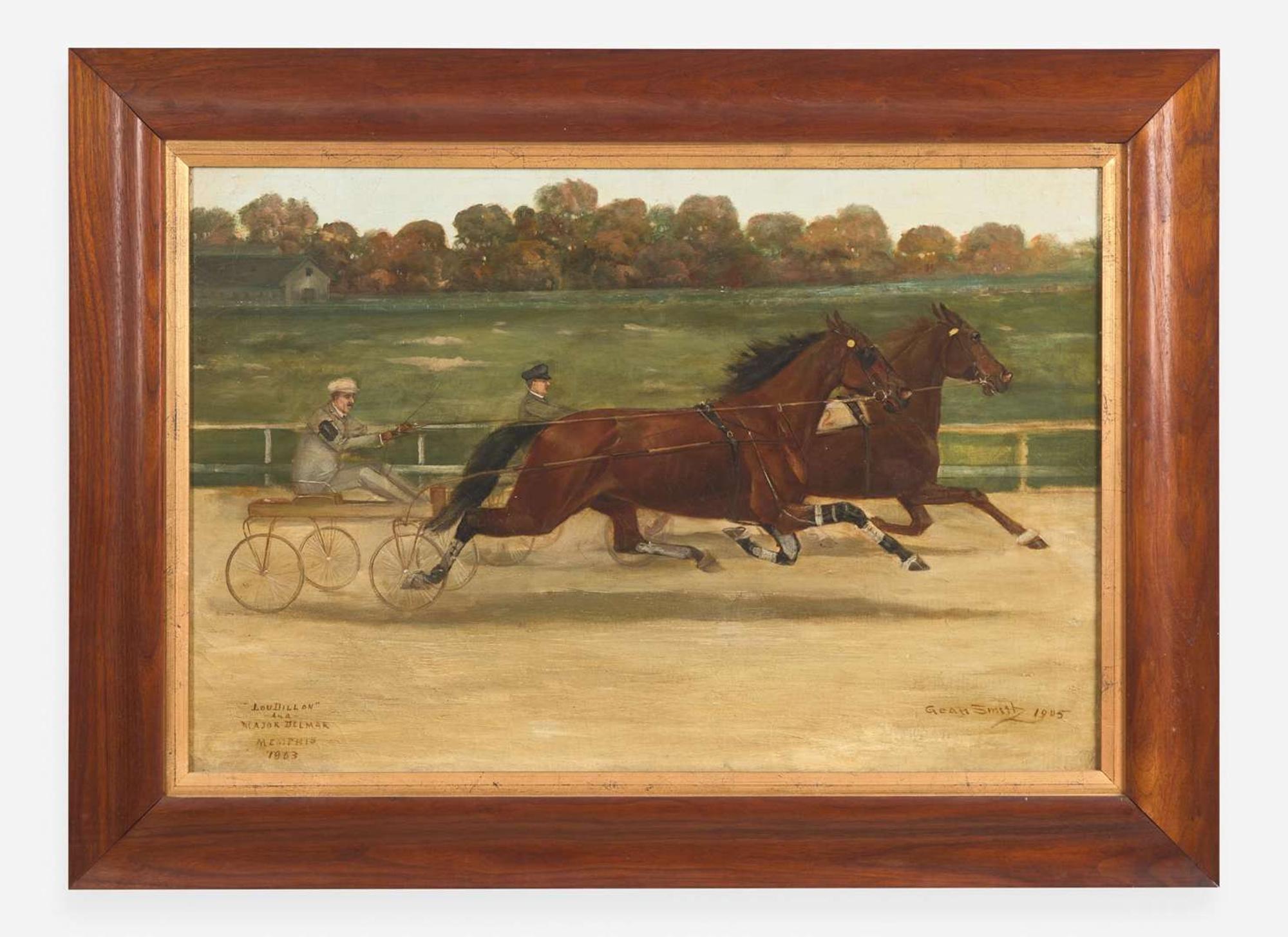 Eugene (Gean) Smith (1851-1928), Trotter Race: Lou Dillon beats Major Delmar, dated "1905"