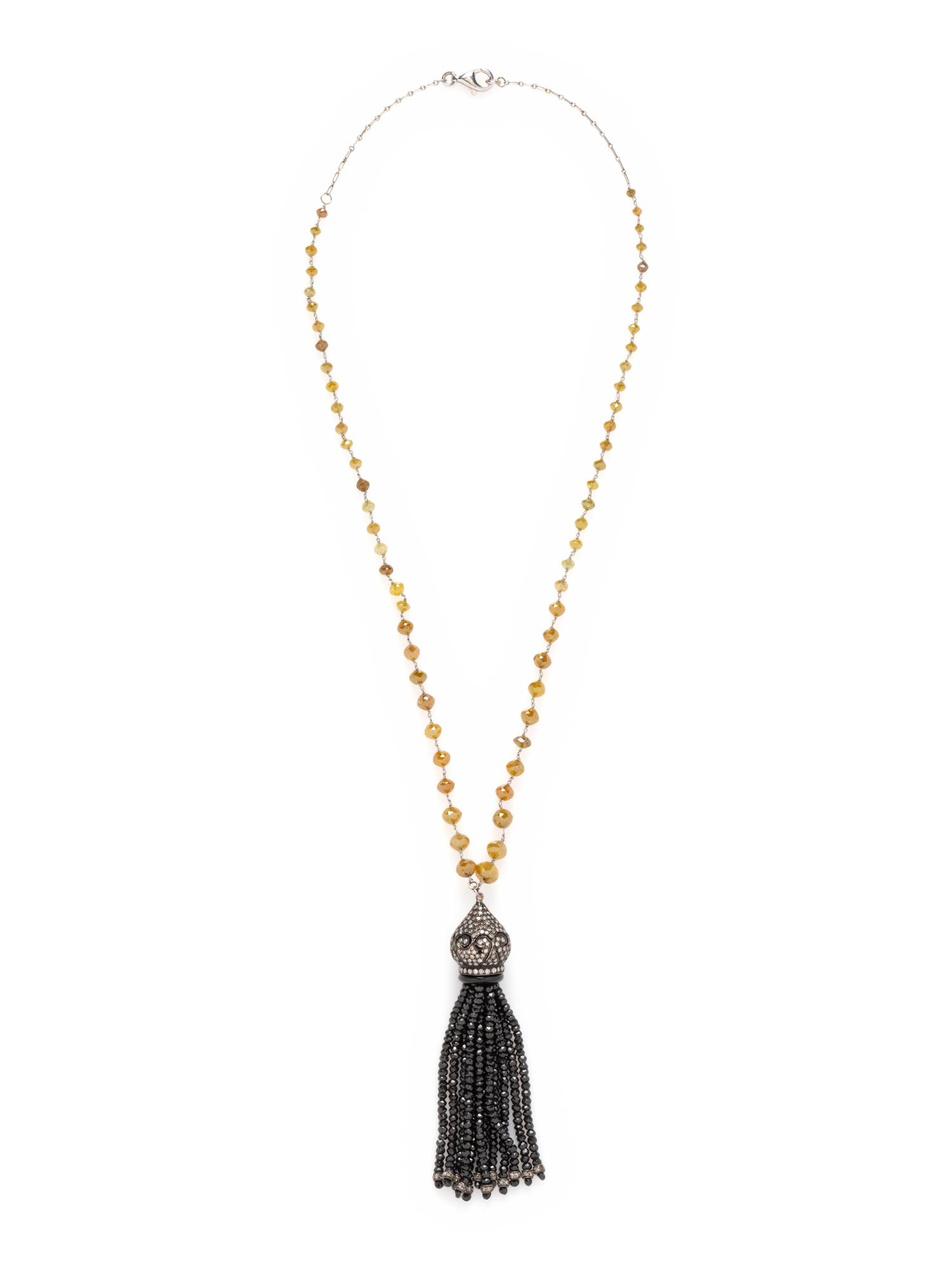 COLORED DIAMOND AND DIAMOND TASSEL NECKLACE