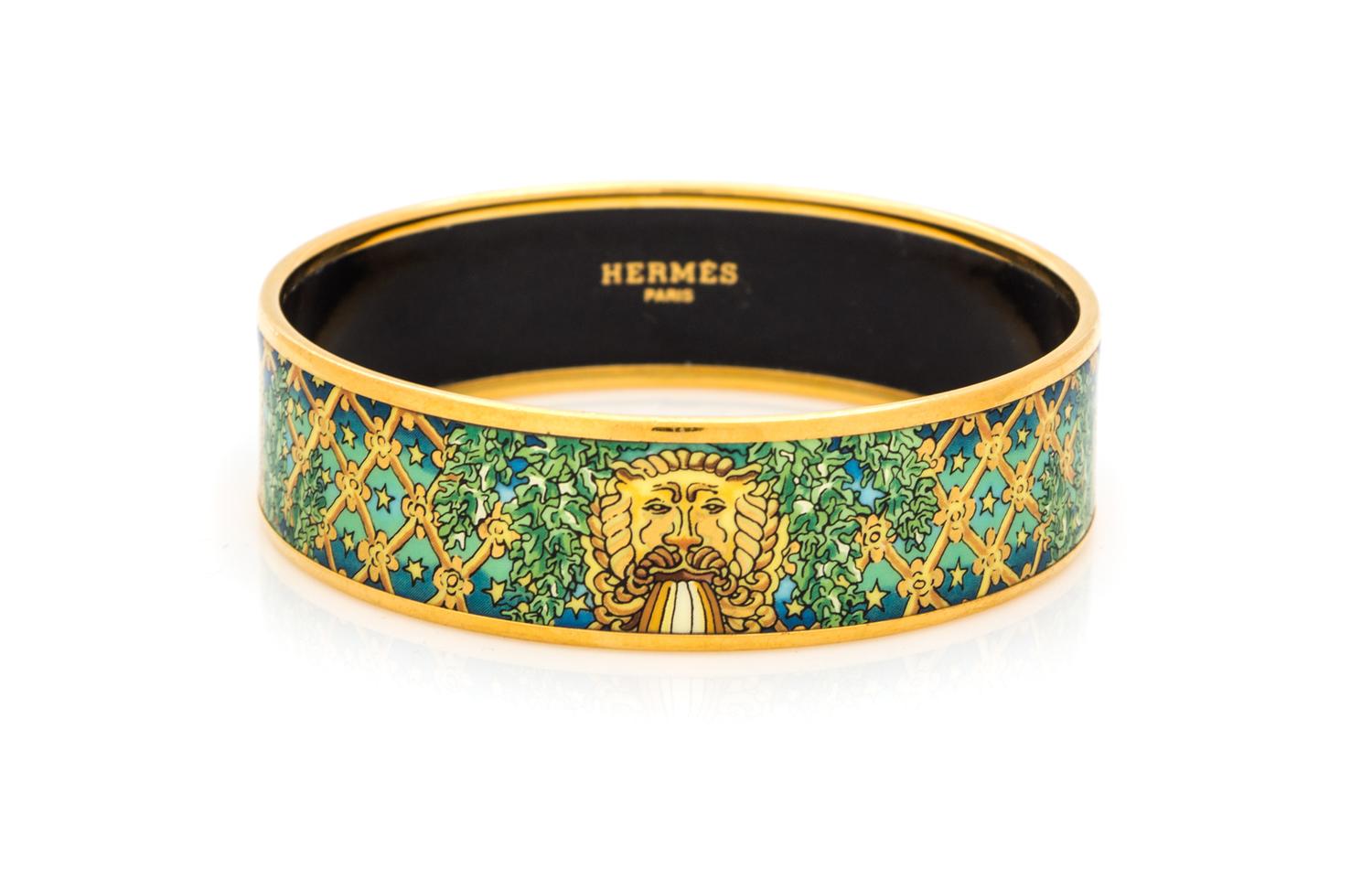 An Hermes Wide Enamel Bangle, 9" circumference, .75" width.
